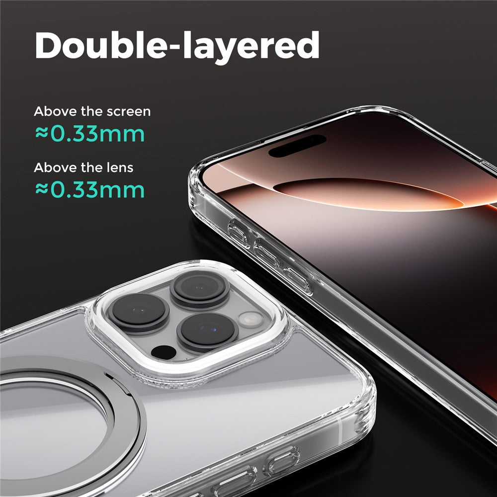 ABEEL Q-LUCK For iPhone 16 Pro Max Magnetic Case Rotating Kickstand Shockproof TPU + PC Phone Back Cover