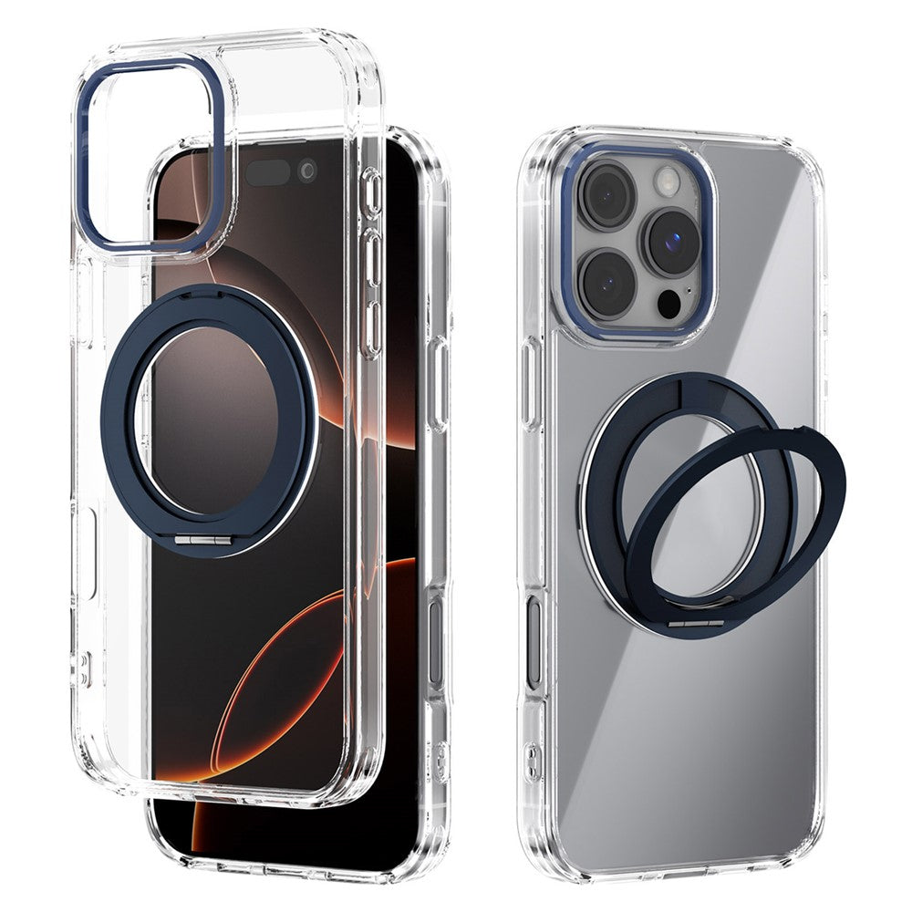 ABEEL Q-LUCK til iPhone 16 Pro Max Magnetisk Cover Roterende Støtteben Stødsikkert TPU + PC Telefonbagcover
