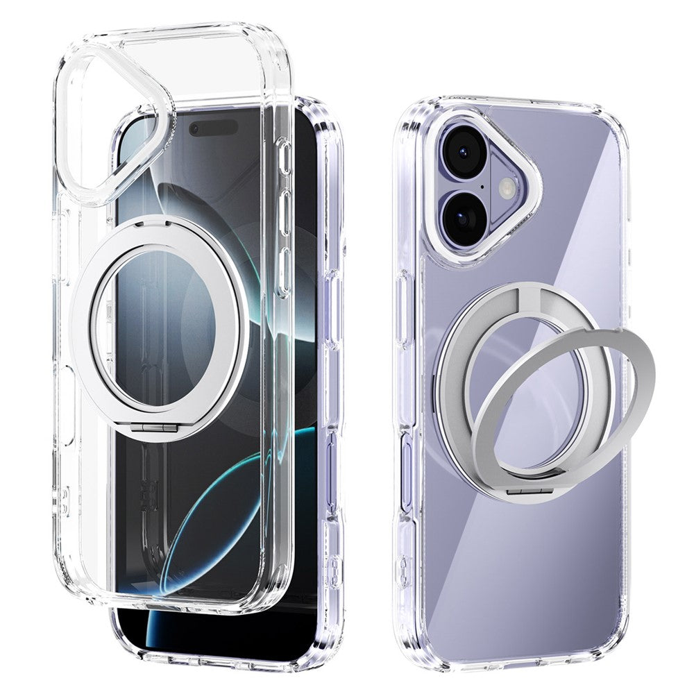 ABEEL Q-LUCK For iPhone 17 Magnetic Case Rotating Kickstand Shockproof TPU + PC Phone Back Cover