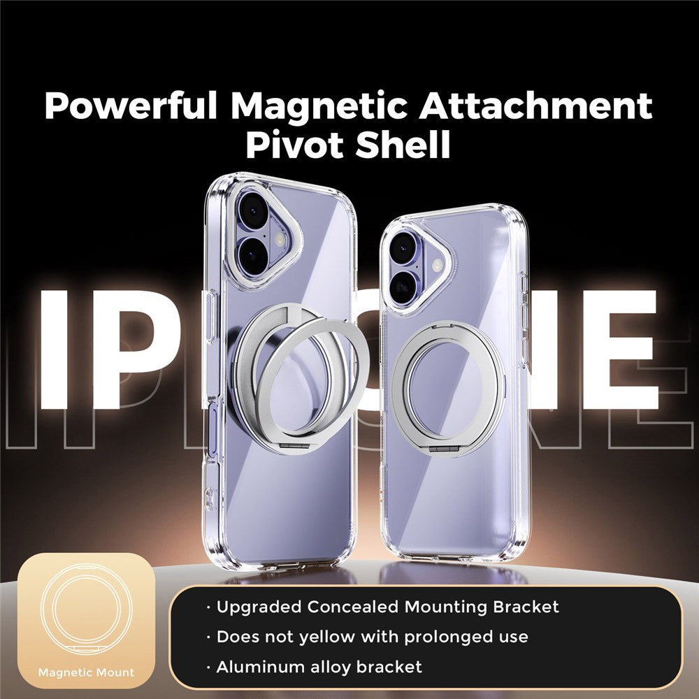 ABEEL Q-LUCK For iPhone 17 Magnetic Case Rotating Kickstand Shockproof TPU + PC Phone Back Cover