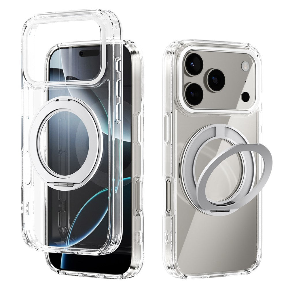 ABEEL Q-LUCK For iPhone 17 Pro Magnetic Case Rotating Kickstand Shockproof TPU + PC Phone Back Cover