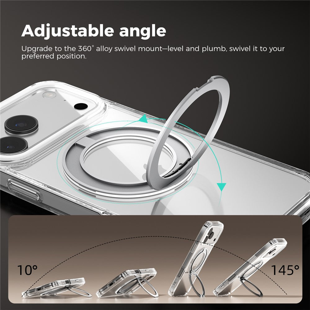 ABEEL Q-LUCK For iPhone 17 Pro Magnetic Case Rotating Kickstand Shockproof TPU + PC Phone Back Cover