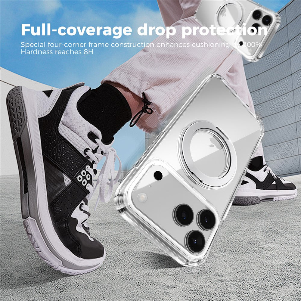 ABEEL Q-LUCK For iPhone 17 Pro Magnetic Case Rotating Kickstand Shockproof TPU + PC Phone Back Cover
