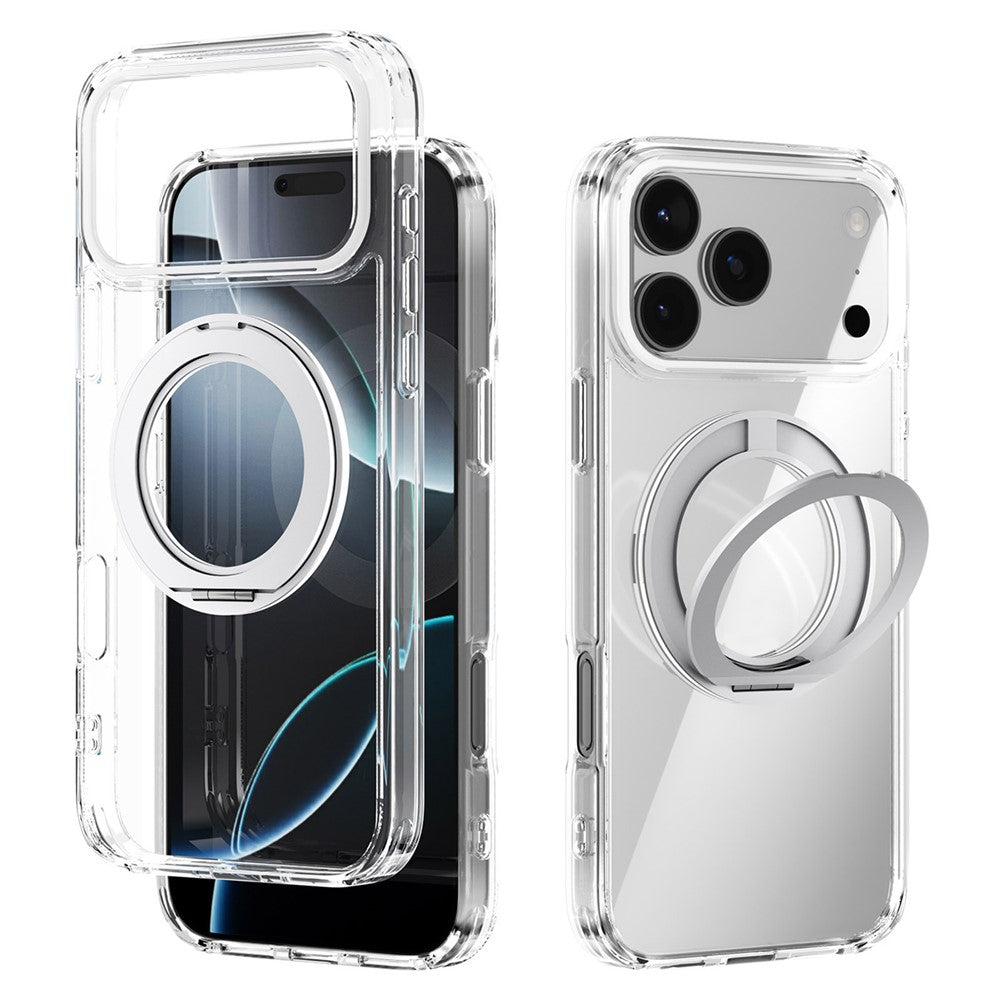ABEEL Q-LUCK For iPhone 17 Pro Max Magnetic Case Rotating Kickstand Shockproof TPU + PC Phone Back Cover