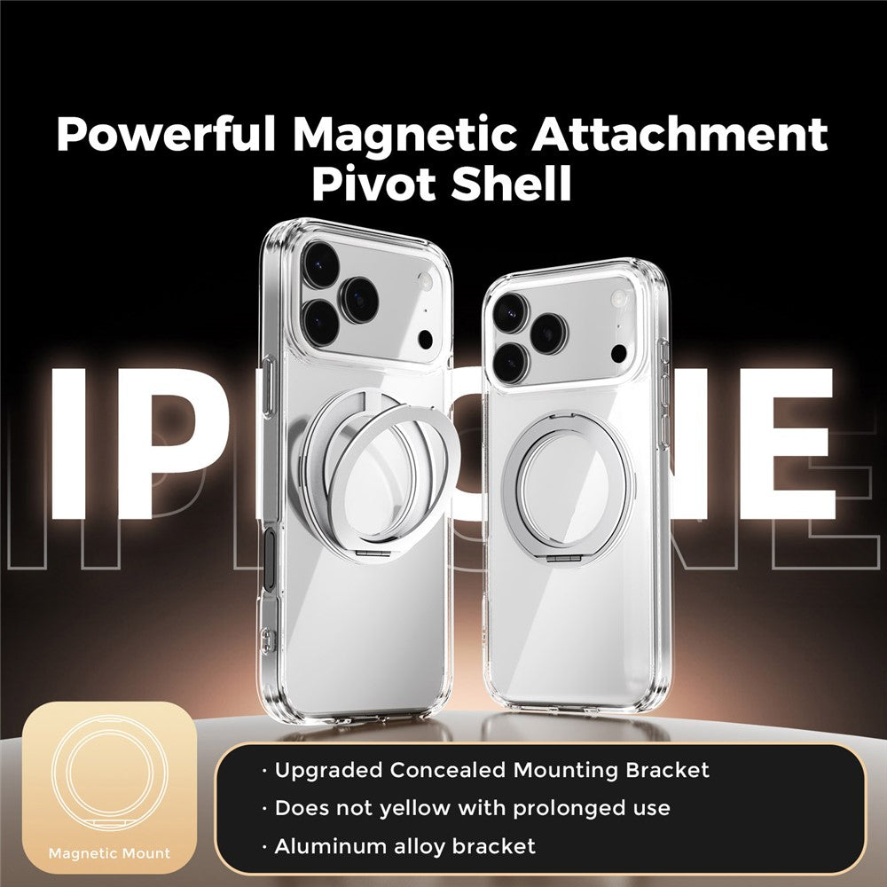 ABEEL Q-LUCK For iPhone 17 Pro Max Magnetic Case Rotating Kickstand Shockproof TPU + PC Phone Back Cover