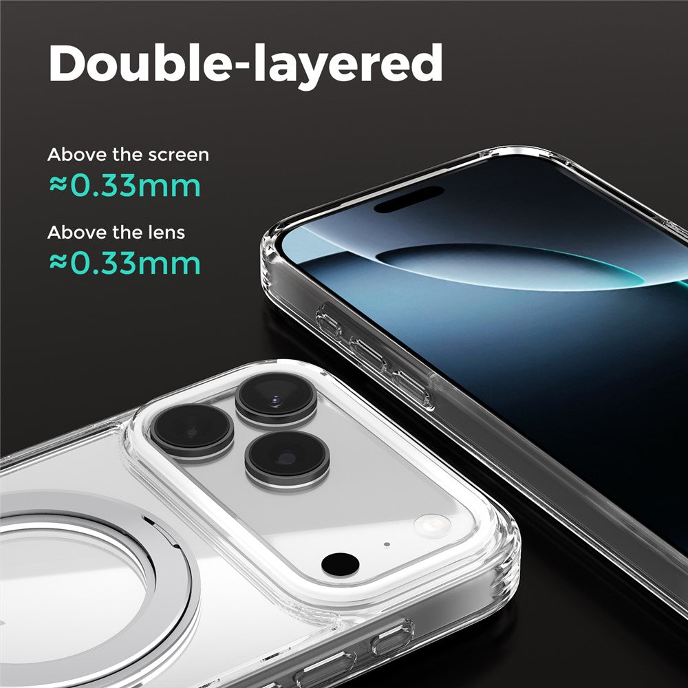 ABEEL Q-LUCK For iPhone 17 Pro Max Magnetic Case Rotating Kickstand Shockproof TPU + PC Phone Back Cover