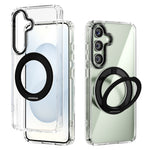 ABEEL Q-LUCK Til Samsung Galaxy S25 Magnetisk Cover Roterende Støtteben Stødabsorberende TPU + PC Telefon Bagcover