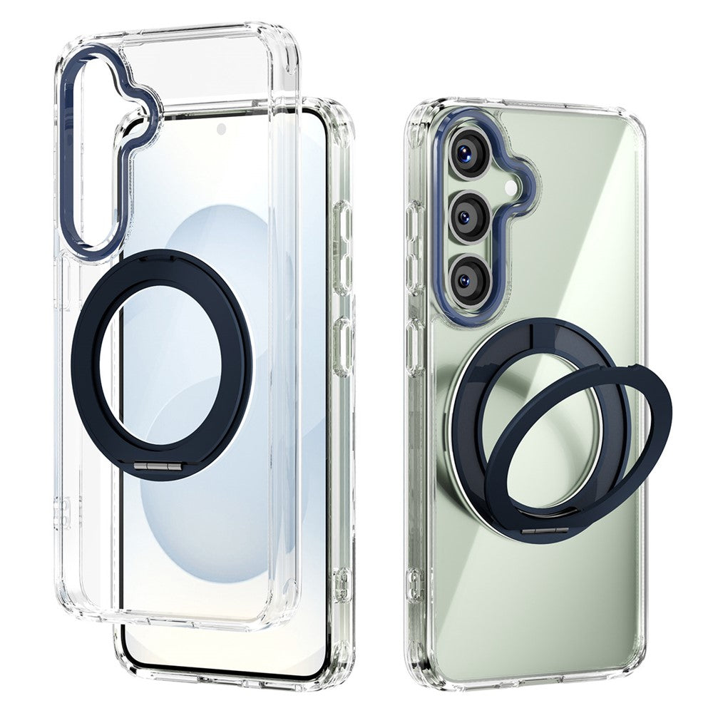ABEEL Q-LUCK Til Samsung Galaxy S25 Magnetisk Cover Roterende Støtteben Stødabsorberende TPU + PC Telefon Bagcover