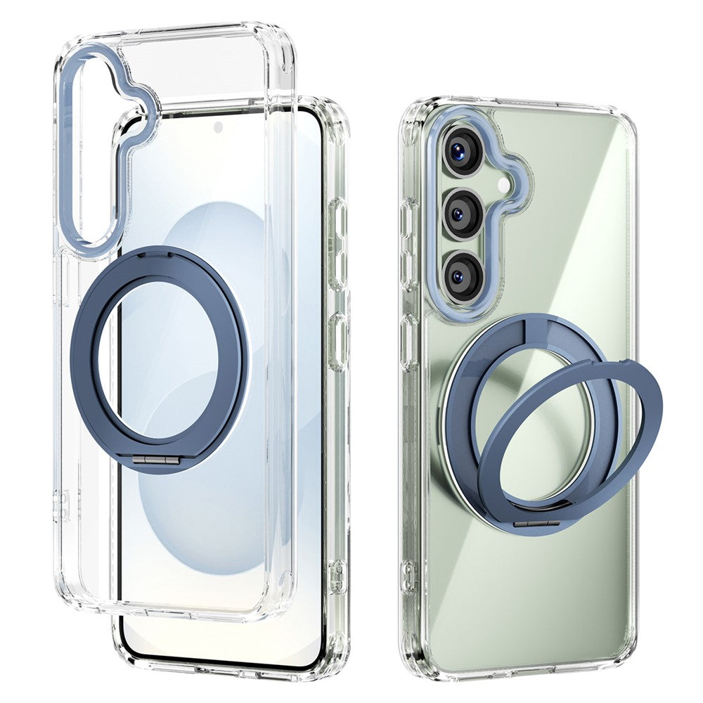 ABEEL Q-LUCK Til Samsung Galaxy S25 Magnetisk Cover Roterende Støtteben Stødabsorberende TPU + PC Telefon Bagcover
