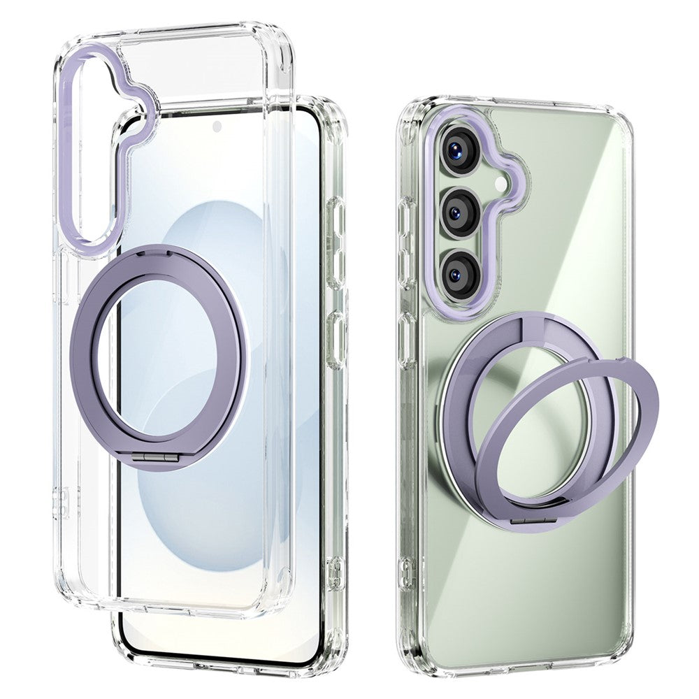 ABEEL Q-LUCK Til Samsung Galaxy S25 Magnetisk Cover Roterende Støtteben Stødabsorberende TPU + PC Telefon Bagcover