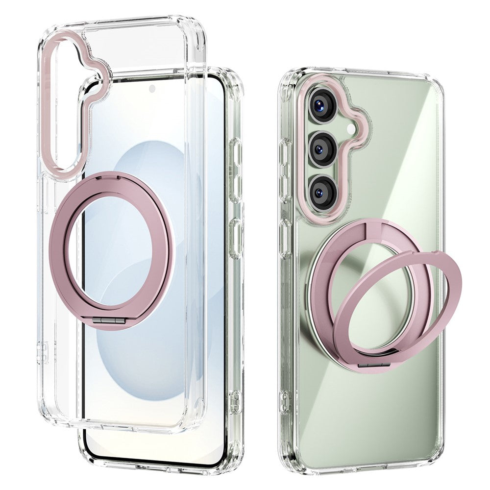 ABEEL Q-LUCK Til Samsung Galaxy S25 Magnetisk Cover Roterende Støtteben Stødabsorberende TPU + PC Telefon Bagcover