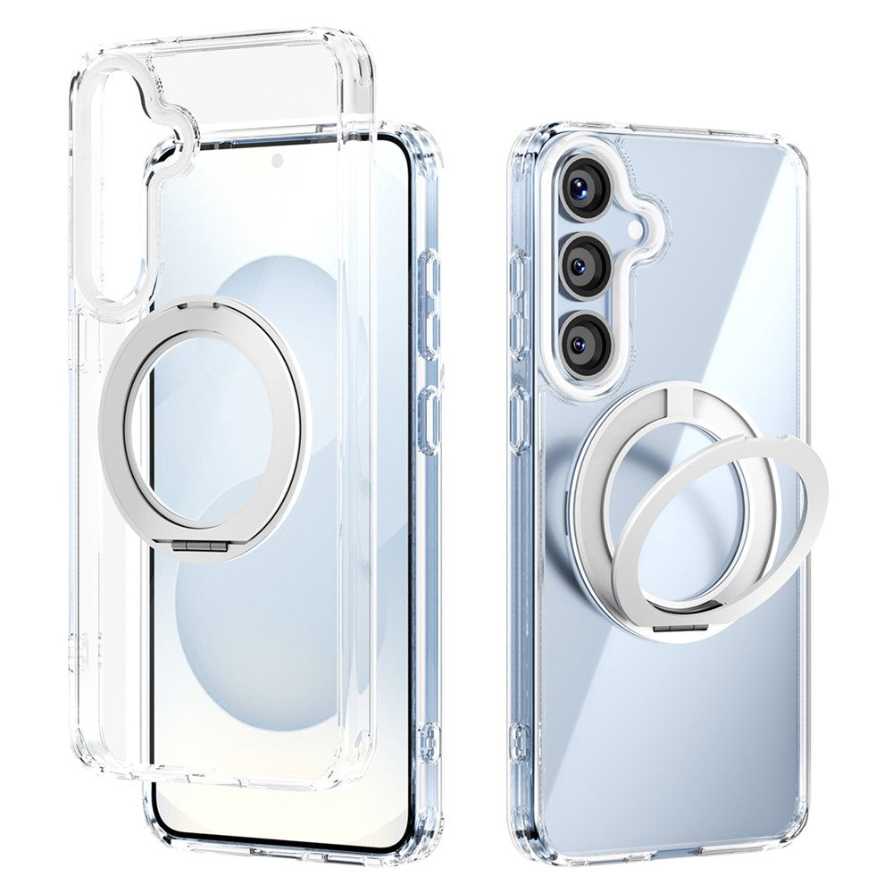 ABEEL Q-LUCK For Samsung Galaxy S25+ Magnetic Case Rotating Kickstand Shockproof TPU + PC Phone Back Cover