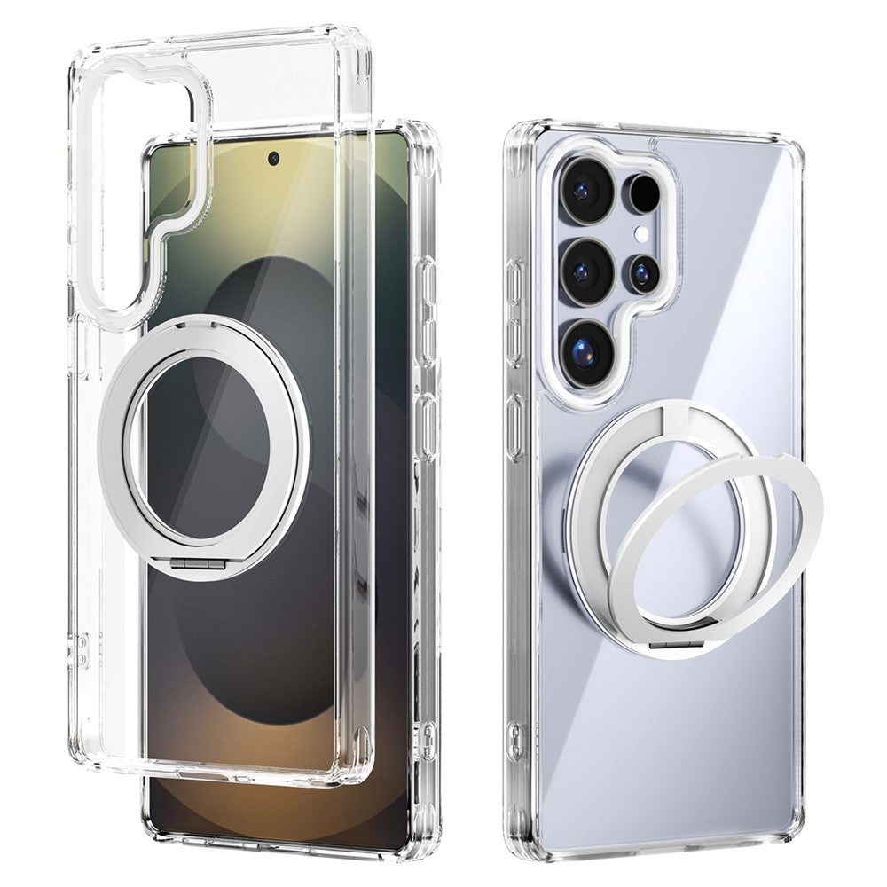 ABEEL Q-LUCK til Samsung Galaxy S25 Ultra Magnetisk Cover Roterende Støtteben Stødabsorberende TPU + PC Telefonbagcover