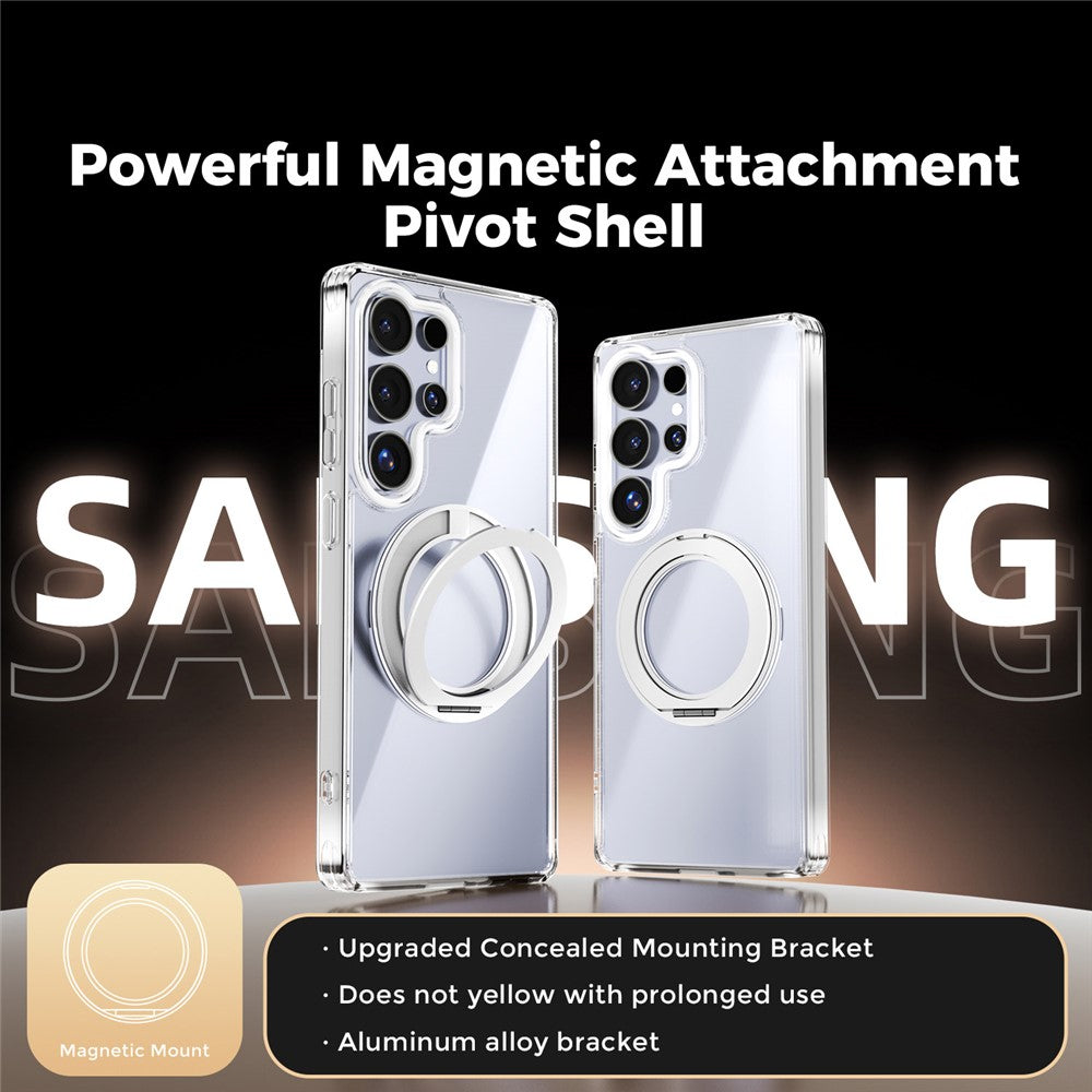 ABEEL Q-LUCK For Samsung Galaxy S25 Ultra Magnetic Case Rotating Kickstand Shockproof TPU + PC Phone Back Cover