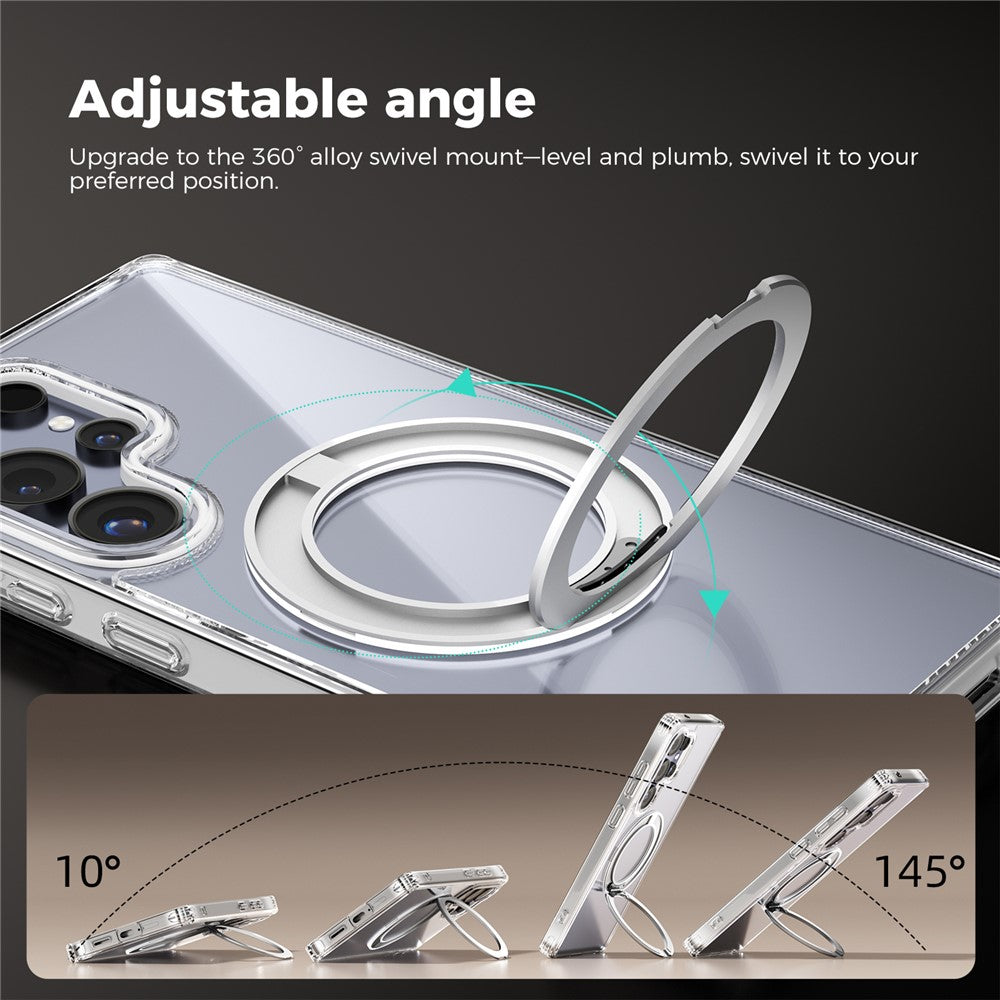 ABEEL Q-LUCK For Samsung Galaxy S25 Ultra Magnetic Case Rotating Kickstand Shockproof TPU + PC Phone Back Cover