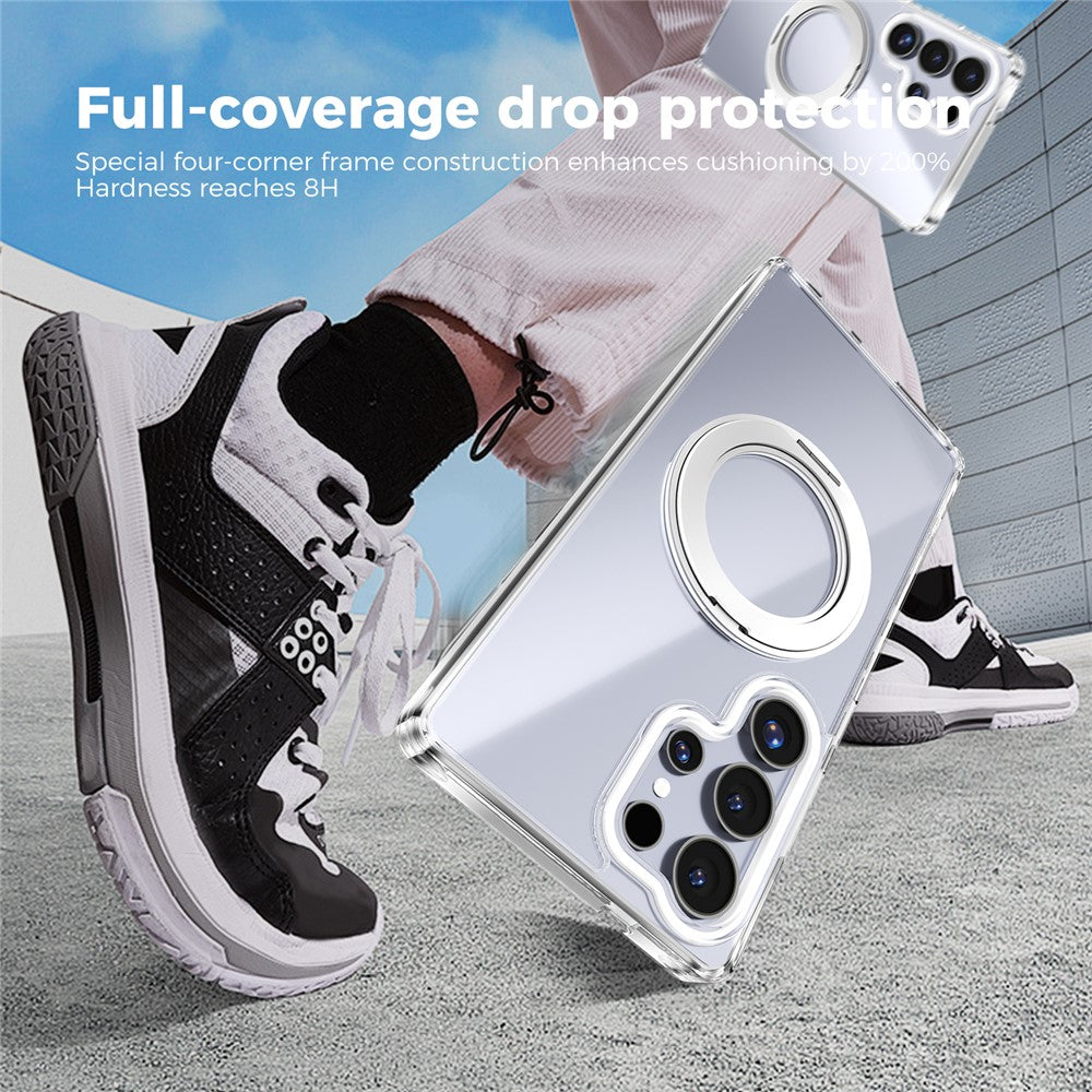 ABEEL Q-LUCK For Samsung Galaxy S25 Ultra Magnetic Case Rotating Kickstand Shockproof TPU + PC Phone Back Cover
