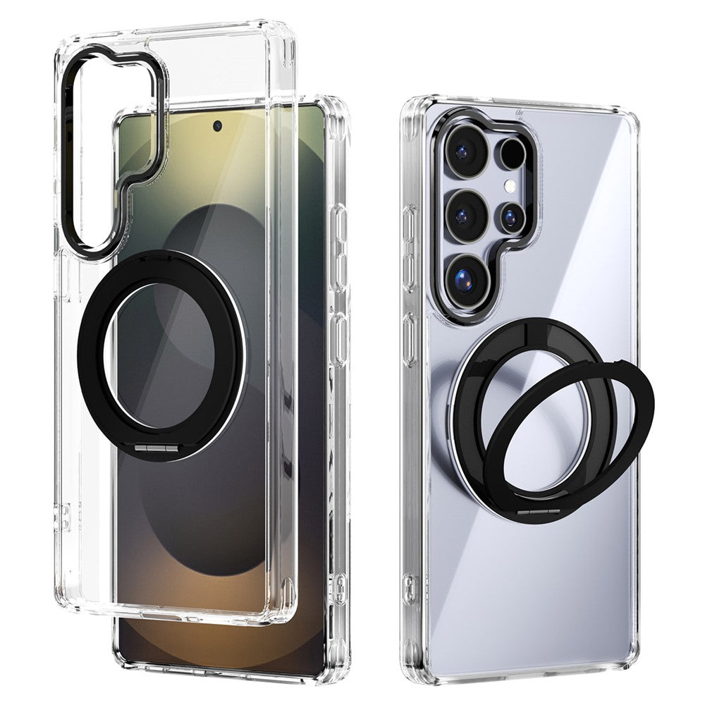 ABEEL Q-LUCK For Samsung Galaxy S25 Ultra Magnetic Case Rotating Kickstand Shockproof TPU + PC Phone Back Cover