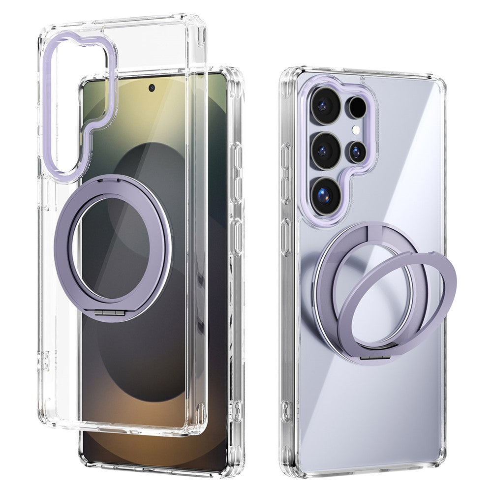 ABEEL Q-LUCK For Samsung Galaxy S25 Ultra Magnetic Case Rotating Kickstand Shockproof TPU + PC Phone Back Cover