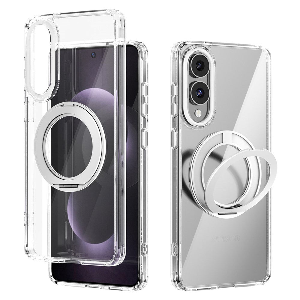 ABEEL Q-LUCK til Samsung Galaxy S25 Edge Magnetisk etui Drejelig kickstand Stødsikker TPU + PC telefonbagside
