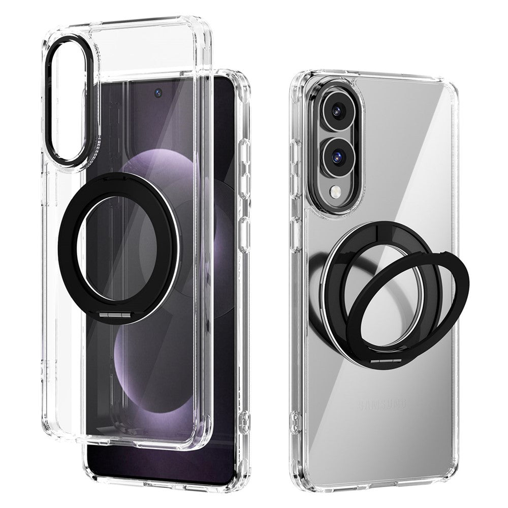 ABEEL Q-LUCK til Samsung Galaxy S25 Edge Magnetisk etui Drejelig kickstand Stødsikker TPU + PC telefonbagside