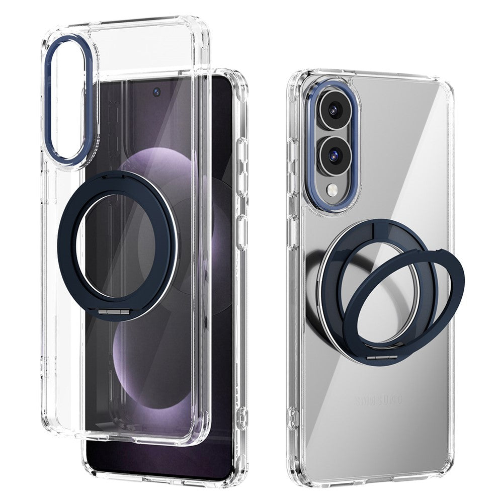 ABEEL Q-LUCK til Samsung Galaxy S25 Edge Magnetisk etui Drejelig kickstand Stødsikker TPU + PC telefonbagside