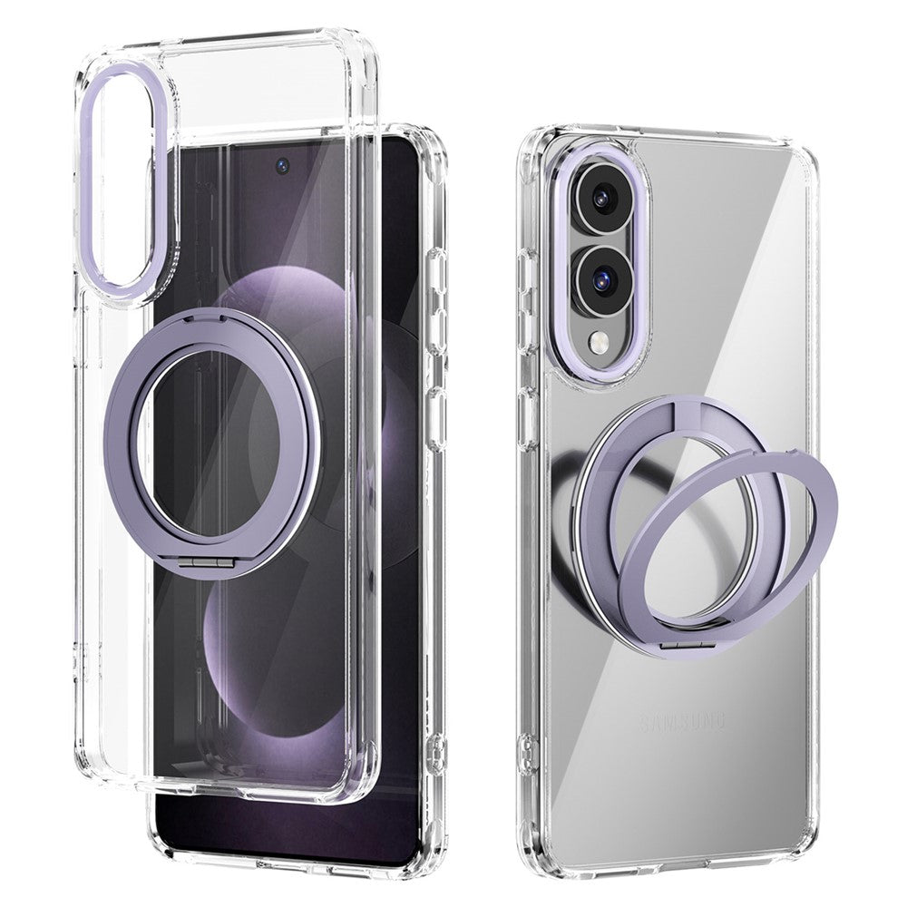 ABEEL Q-LUCK til Samsung Galaxy S25 Edge Magnetisk etui Drejelig kickstand Stødsikker TPU + PC telefonbagside