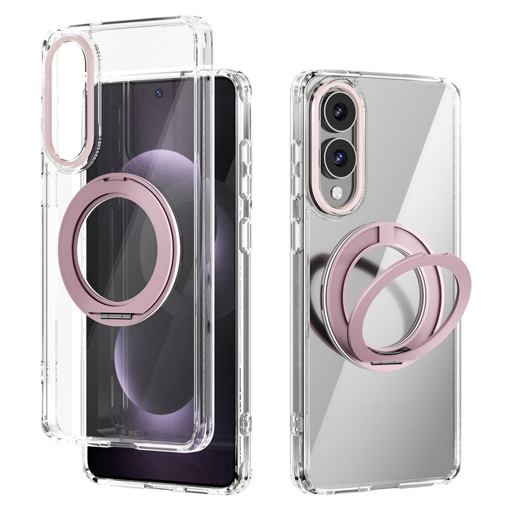 ABEEL Q-LUCK til Samsung Galaxy S25 Edge Magnetisk etui Drejelig kickstand Stødsikker TPU + PC telefonbagside