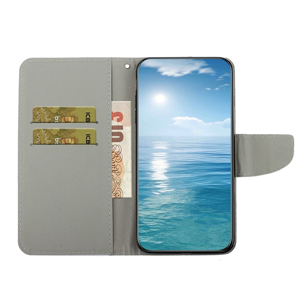 Leather Case for Xiaomi Redmi 15C 4G (EU) (173mm) / 15C 5G (EU) (173mm) / Poco C85 4G (173mm) Pattern Printing Folio Phone Cover with Wrist Strap