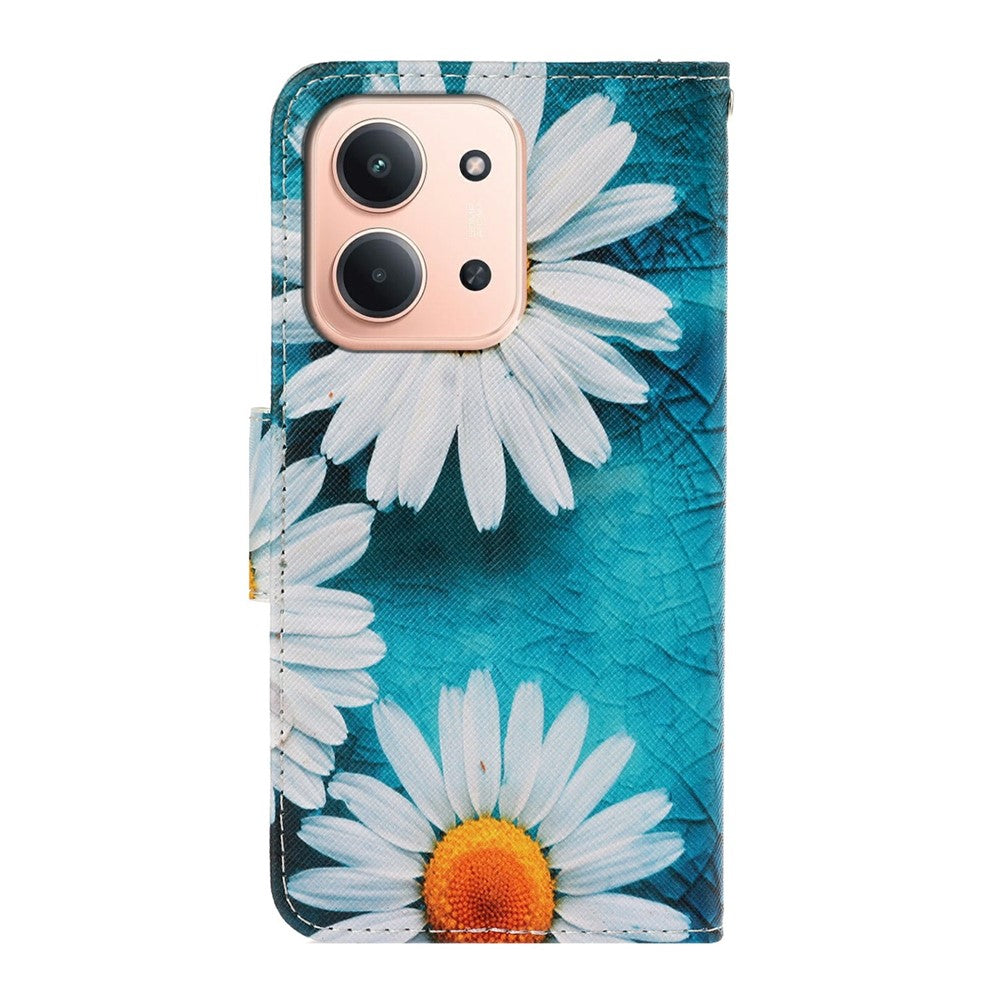 Leather Case for Xiaomi Redmi 15C 4G (EU) (173mm) / 15C 5G (EU) (173mm) / Poco C85 4G (173mm) Pattern Printing Folio Phone Cover with Wrist Strap