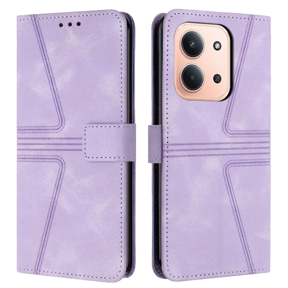 For Xiaomi Redmi 15C 4G (Global) (171mm) / Poco C85 4G (171mm) Case Triangle Imprinted Anti-Scratch PU Leather Phone Wallet Cover