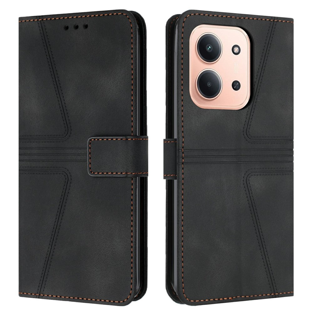 Leather Case for Xiaomi Redmi 15C 4G (EU) (173mm) / 15C 5G (EU) (173mm) / Poco C85 4G (173mm) Triangle Imprinted Anti-Scratch Phone Wallet Cover