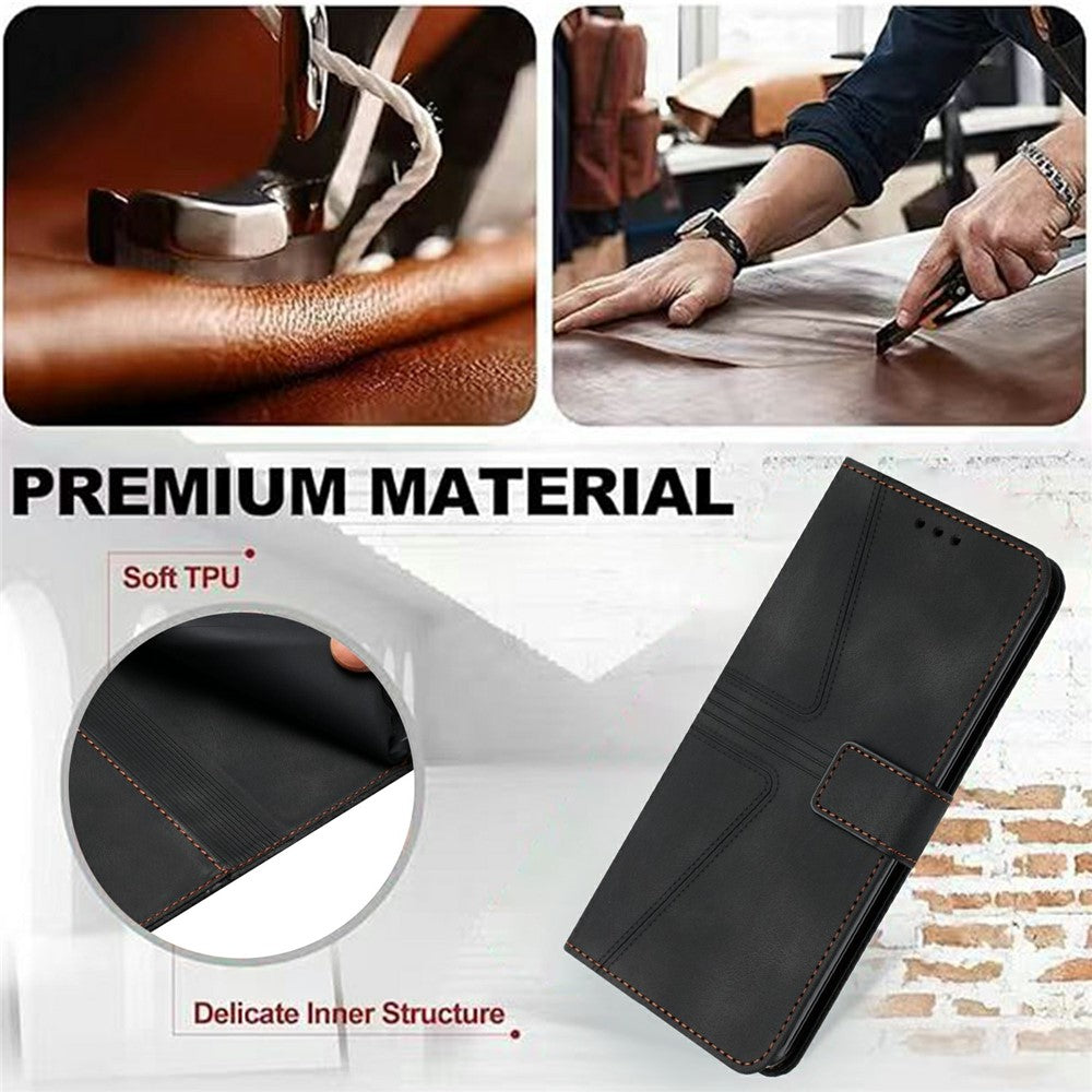 Leather Case for Xiaomi Redmi 15C 4G (EU) (173mm) / 15C 5G (EU) (173mm) / Poco C85 4G (173mm) Triangle Imprinted Anti-Scratch Phone Wallet Cover