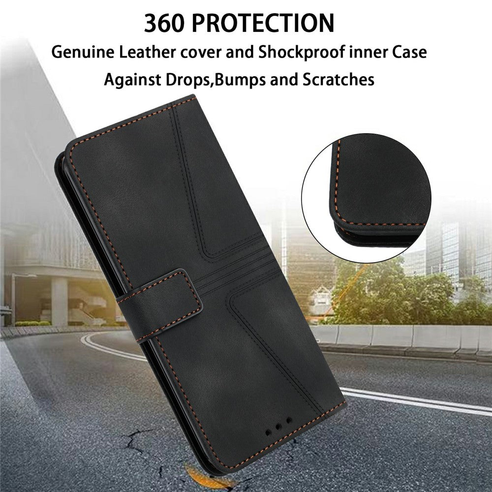Leather Case for Xiaomi Redmi 15C 4G (EU) (173mm) / 15C 5G (EU) (173mm) / Poco C85 4G (173mm) Triangle Imprinted Anti-Scratch Phone Wallet Cover