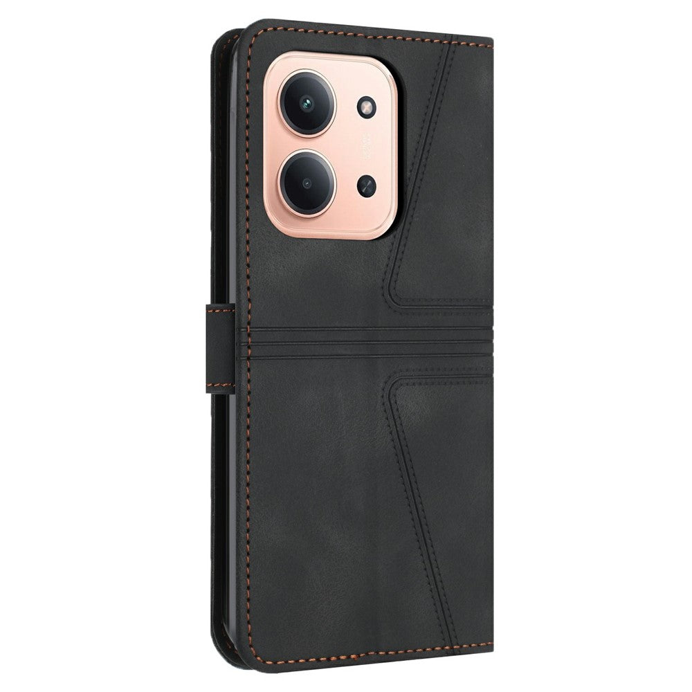 Leather Case for Xiaomi Redmi 15C 4G (EU) (173mm) / 15C 5G (EU) (173mm) / Poco C85 4G (173mm) Triangle Imprinted Anti-Scratch Phone Wallet Cover