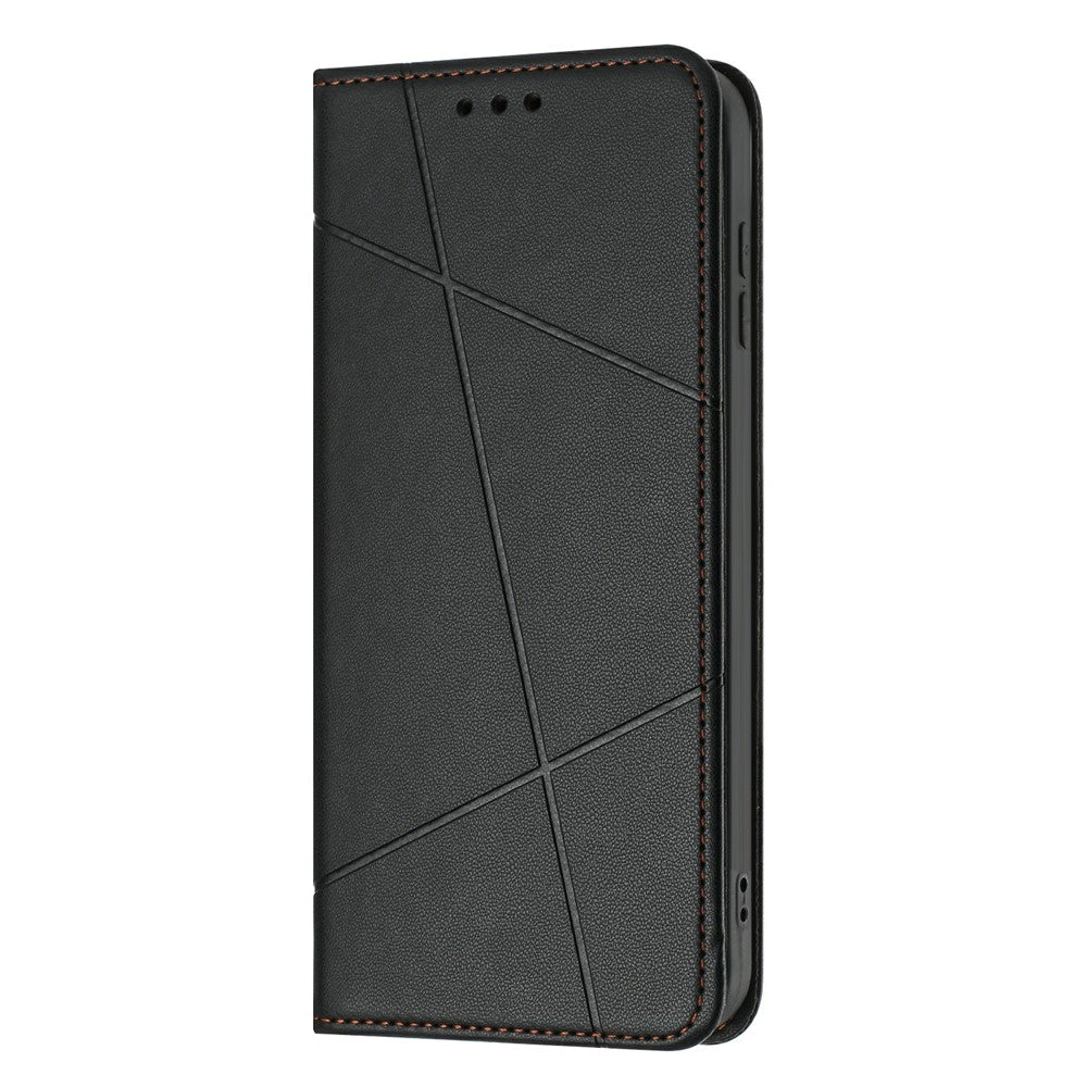 For Xiaomi Redmi 15C 4G (Global) (171mm) / Poco C85 4G (171mm) Wallet Case Line Imprinted Leather Stand Phone Cover with Wrist Strap
