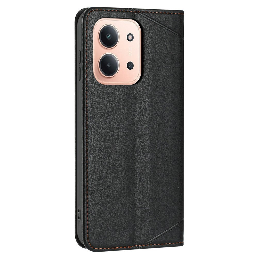 For Xiaomi Redmi 15C 4G (Global) (171mm) / Poco C85 4G (171mm) Wallet Case Line Imprinted Leather Stand Phone Cover with Wrist Strap