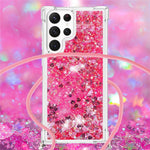 For Samsung Galaxy S23 Ultra TPU Case Quicksand Design Phone Cover with Lanyard