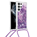 For Samsung Galaxy S23 Ultra TPU Case Quicksand Design Phone Cover with Lanyard