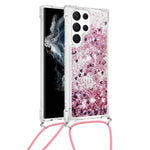 For Samsung Galaxy S23 Ultra TPU Case Quicksand Design Phone Cover with Lanyard