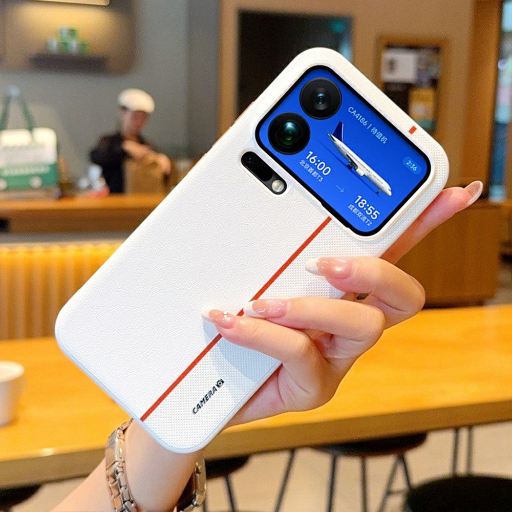 For Xiaomi 17 Pro Case Splicing PC + PU Leather Phone Back Cover with Metal Lens Ring / Buttons