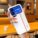 For Xiaomi 17 Pro Case Splicing PC + PU Leather Phone Back Cover with Metal Lens Ring / Buttons