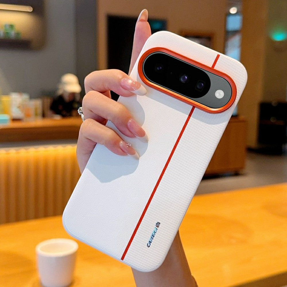 For Google Pixel 10 / 10 Pro Case Splicing PC + PU Leather Phone Back Cover with Metal Lens Ring / Buttons