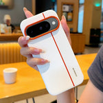 For Google Pixel 10 / 10 Pro Case Splicing PC + PU Leather Phone Back Cover with Metal Lens Ring / Buttons