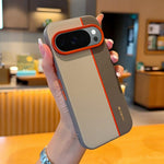 For Google Pixel 10 / 10 Pro Case Splicing PC + PU Leather Phone Back Cover with Metal Lens Ring / Buttons