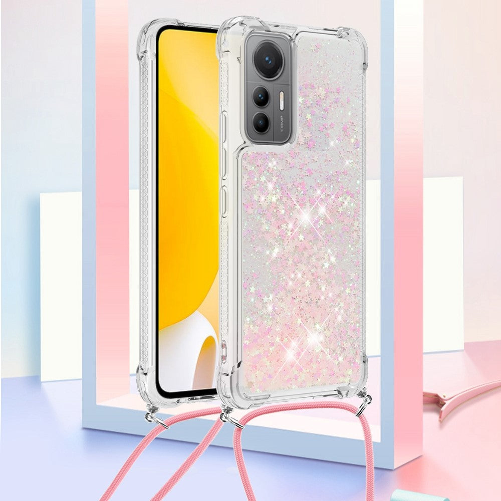 For Xiaomi 12 Lite 5G TPU Case Quicksand Design Phone Cover with Lanyard