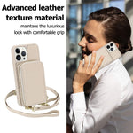For iPhone 13 Pro Case RFID Blocking Zipper Wallet Leather + TPU Phone Cover with Shoulder Strap