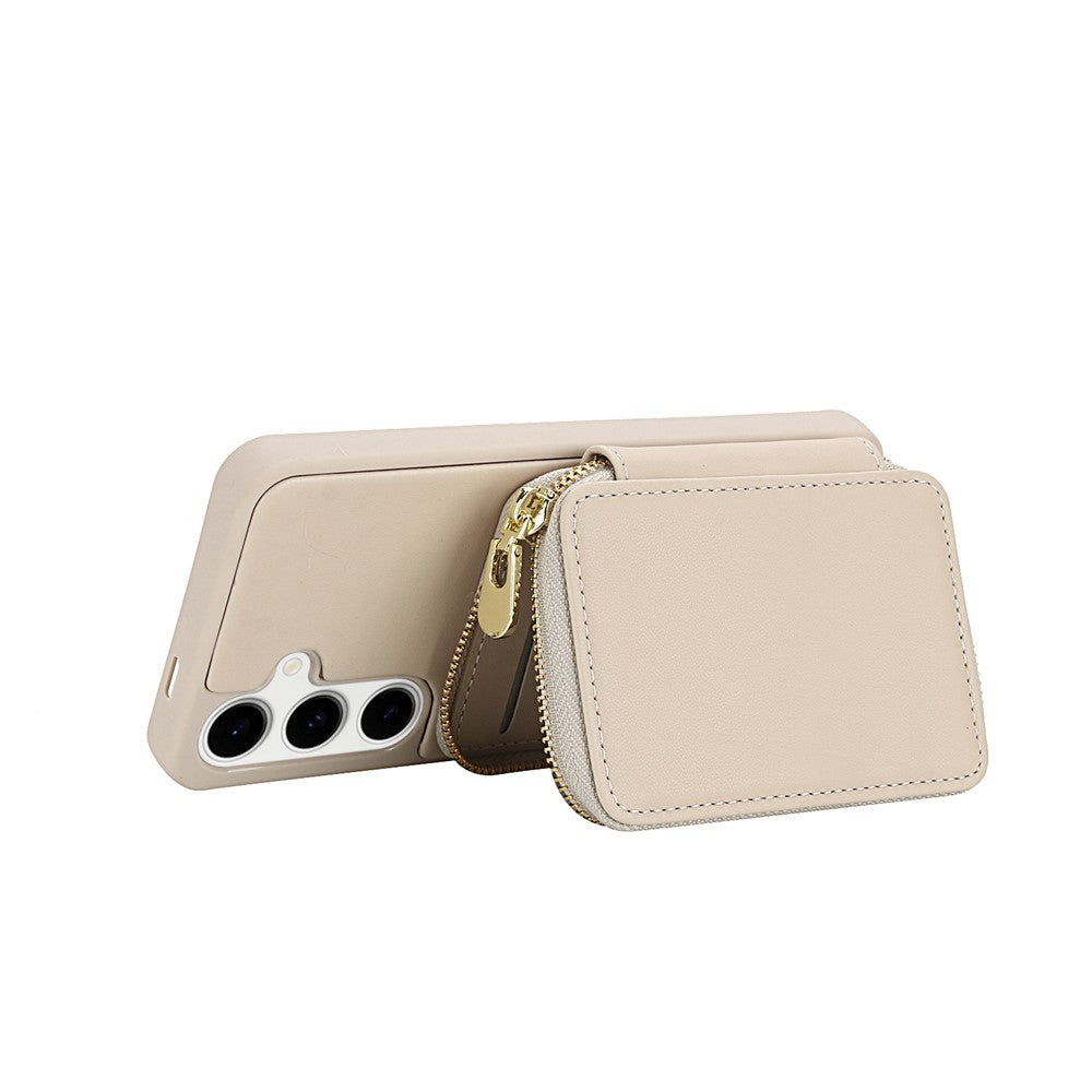 Samsung Galaxy A18 5G / A18 4G / A17 5G / A17 4G / A26 5G-skal RFID-blockerande dragkedja plånbok i läder + TPU mobilskal med axelrem
