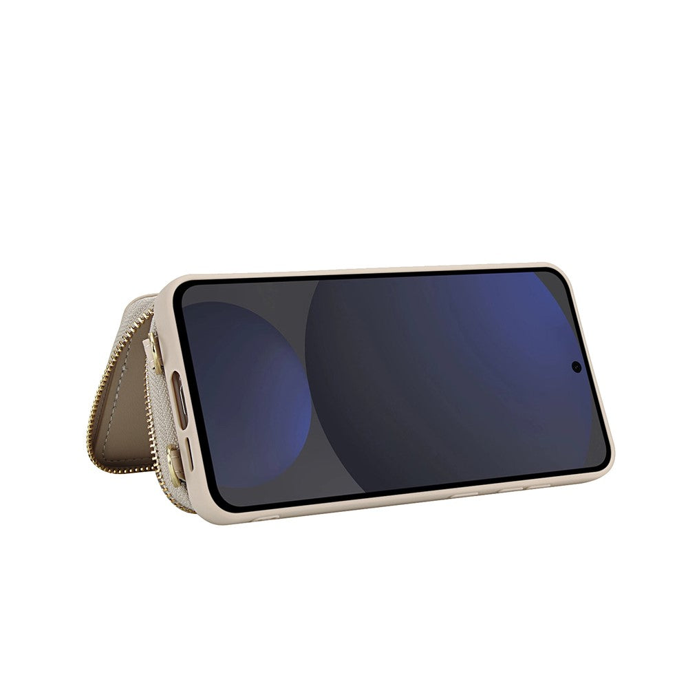 Samsung Galaxy A18 5G / A18 4G / A17 5G / A17 4G / A26 5G-skal RFID-blockerande dragkedja plånbok i läder + TPU mobilskal med axelrem