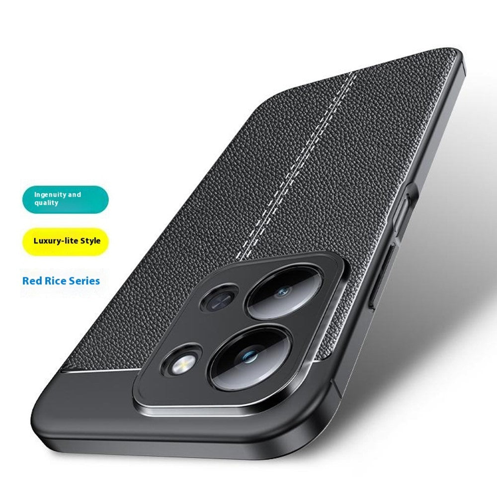 For Xiaomi Redmi 15C 4G (Global) (171mm)  /  Poco C85 4G (171mm) Case Litchi Texture TPU Flexible Phone Cover, Black