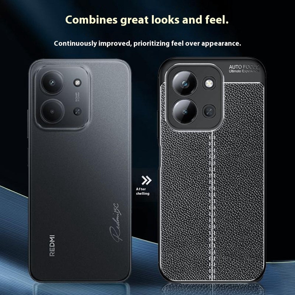 For Xiaomi Redmi 15C 4G (Global) (171mm)  /  Poco C85 4G (171mm) Case Litchi Texture TPU Flexible Phone Cover, Black